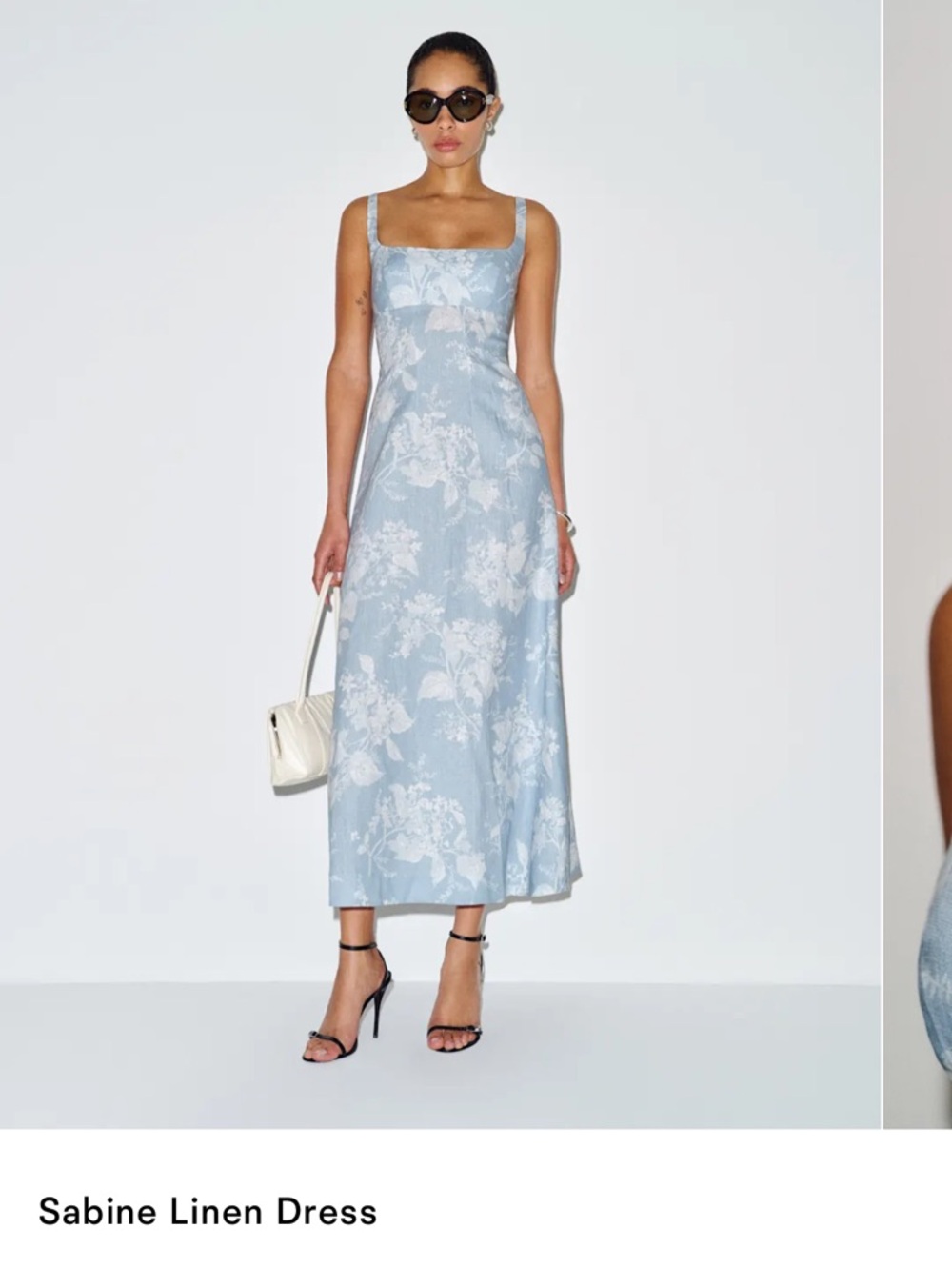 Sabine Linen Dress - Light Blue Floral